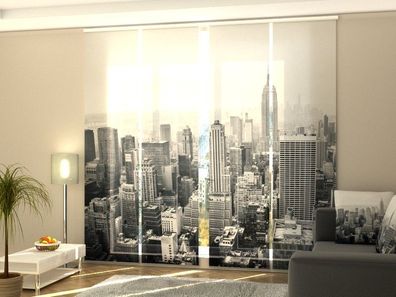 Foto Schiebegardine "New York in schwarz weiss" 4 Paneele 275x70 cm Gabardine Gardine