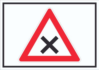 Schild Achtung Kreuzung Vorfahrt rechts Symbol