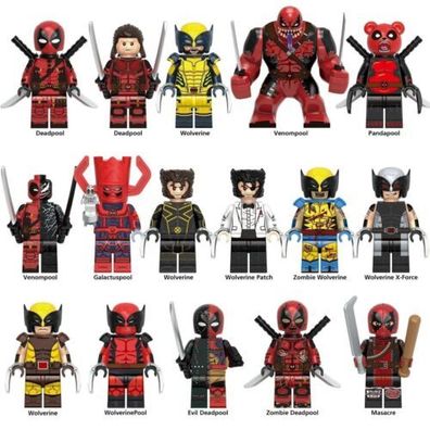 8x Benutzerdefinierte Lego Minifigur Deadpool Baustein Spielzeug Puppe Wolverine