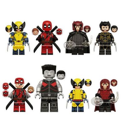 8PC Benutzerdefinierte Minifigur Deadpool Baustein Spielzeug Puppe Wolverine BE