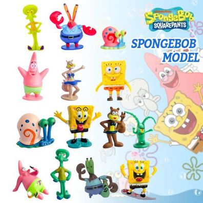 6/8/14PCS Set Action Figuren Fancy Safe SpongeBob Modell Geschenk Statue Set