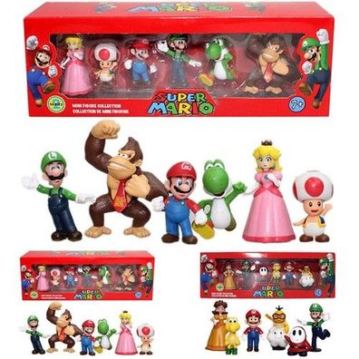 6pcs Super Mario Action Figur Set Kuchen Topper Decor Kinder Spielzeug Geschenk