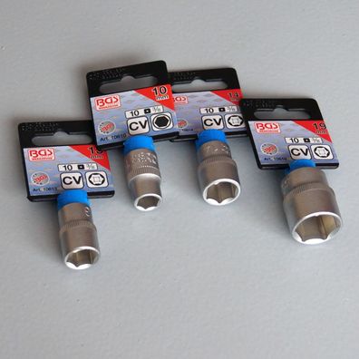 BGS Steckschlüssel-Einsätze Sechskant Nuss SW 10 - 27 mm, Antrieb 3/8, Stecknuss