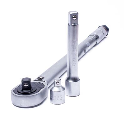 BGS Drehmomentschlüssel (1/2") + Adapter und Verlängerung, Drehmoment 28-210 NM