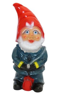 Gartenzwerg Feuerwehrmann mit Löschschlauch Zwerg & Wasserspeier H 45 cm ohne Pumpe