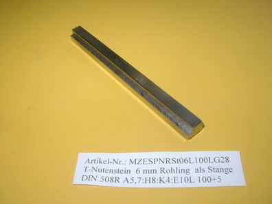 DIN 508 T- Nuten ( Steine ) lange Stäbe mechanische Fertigung Nute 6 Länge 100 mm