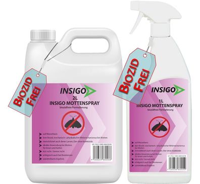 INSIGO 2L + 1L Anti Mottenspray Mottenmittel Kleidermotten Mottenschutz Abwehr