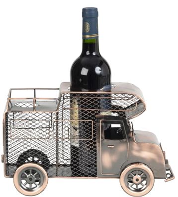 Flaschenhalter Wohnmobil Metall bronzefinish 32cm Weinflaschen Geschenkidee Deko