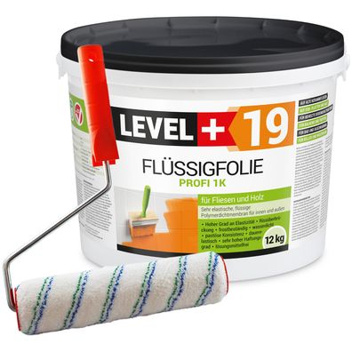 Abdichtung 1K Flüssigfolie 12kg Innen Außen Fliesen Holz+Farbroller 25cm L+19
