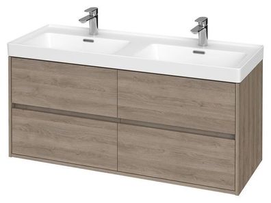 Badmöbel Set Badezimmerschrank mit Keramikwaschbecken, 4-Schubladen CREA 120 Eiche