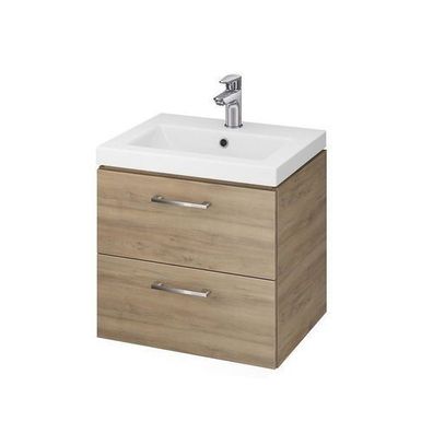 Badmöbel Set Badezimmerschrank mit Keramikwaschbecken LARA COMO 50 Nussbaum