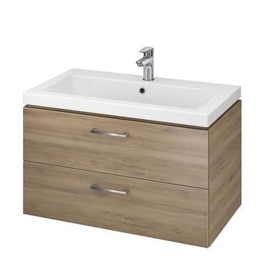 Badmöbel Set Badezimmerschrank mit Keramikwaschbecken LARA COMO 80 Nussbaum