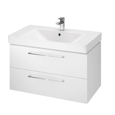 Badmöbel Set Badezimmerschrank mit Keramikwaschbecken LARA MILLE 80 Weiß