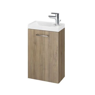 Badmöbel Set Badezimmerschrank mit Türen & Keramikwaschbecken LARA COMO 40 Nussbaum