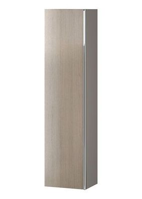 Badezimmer Hochhängeschrank Hochschrank VIRGO 160 Eiche, Silber Griffe mit Spiegel