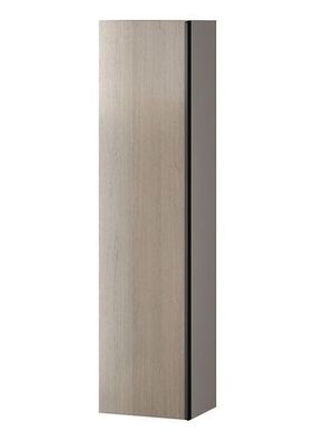 Badezimmer Hochhängeschrank Hochschrank VIRGO 160 Eiche, Schwarz Griffe mit Spiegel