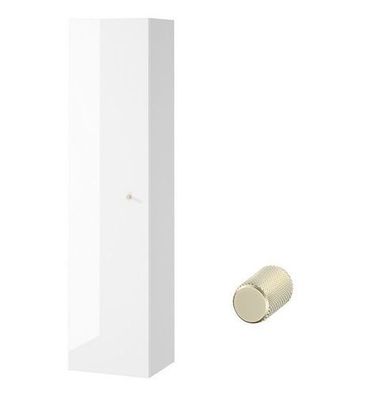 Badezimmer Hochhängeschrank Hochschrank LARGA 160 Weiß, Golden Knopf mit Spiegel