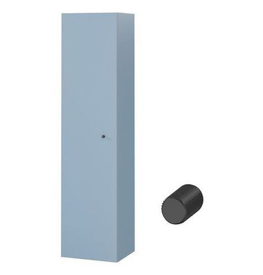 Badezimmer Hochhängeschrank Hochschrank LARGA 160 Blau, Schwarz Knopf mit Spiegel