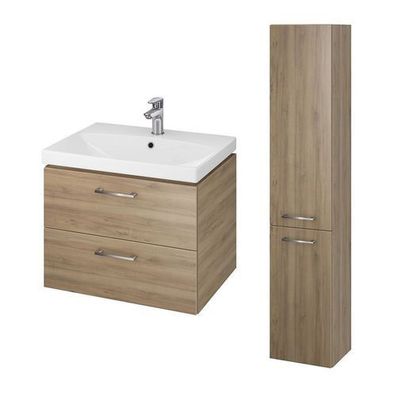 Badmöbel Set LARA CITY 60 Waschbecken-Unterschrank mit Hochschrank 150 Nussbaum