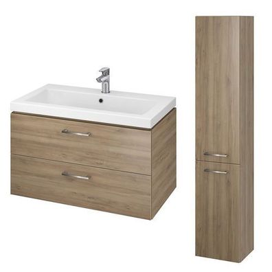 Badmöbel Set LARA COMO 80 Waschbecken-Unterschrank mit Hochschrank 150 Nussbaum
