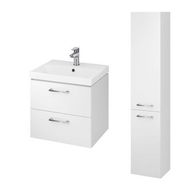 Badmöbel Set LARA CITY 50 Waschbecken-Unterschrank mit Hochschrank 150x30x25, Weiß