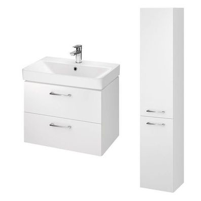 Badmöbel Set LARA MILLE SLIM 60 Waschbecken-Unterschrank mit Hochschrank 150, Weiß