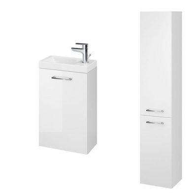 Badmöbel Set LARA COMO 40 Waschbecken-Unterschrank mit Hochschrank 150x30x25, Weiß