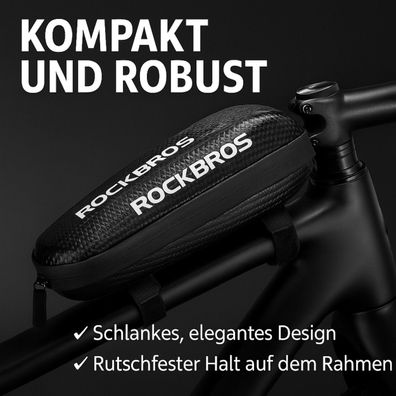 Rockbros Oberrohrtasche 1,5L - Wasserdichte Rahmentasche für Fahrräder