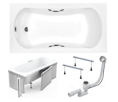 Badewanne Rechteck ARIA PLUS 140x70 Styropor Handgriffen | Ablauf & Füße GRATIS !