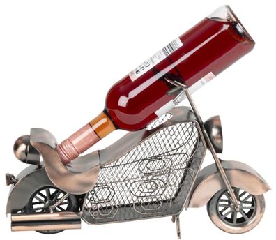 Flaschenhalter Motorrad Metall bronzefinish 36cm Weinflaschen Geschenkidee Deko