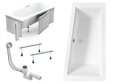 Badewanne Eckwanne Acryl INTIMA SLIM 150x85 Rechts Styropor | Ablauf & Füße GRATIS !