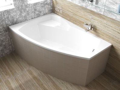 Badewanne Eckwanne Acryl FRIDA 150x100 Links Weiß | Ablauf & Füße GRATIS !