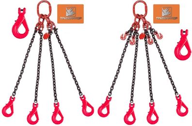 Elingue chaine 4 brins 6mm CMU 2360 kg Crochet automatique à chape 1 mètre