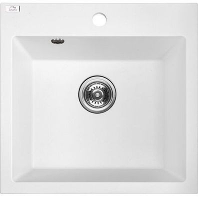 Granitspüle Einzelbecken ALENA 49x49 Weiß | Siphon im SET!