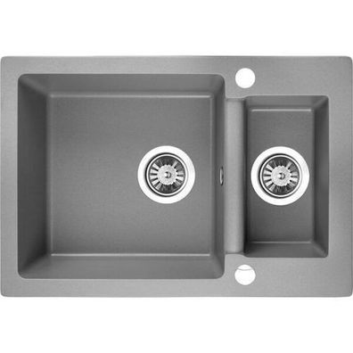 Granitspüle Doppelbecken CELIA 44x65 Grau | Siphon im SET!
