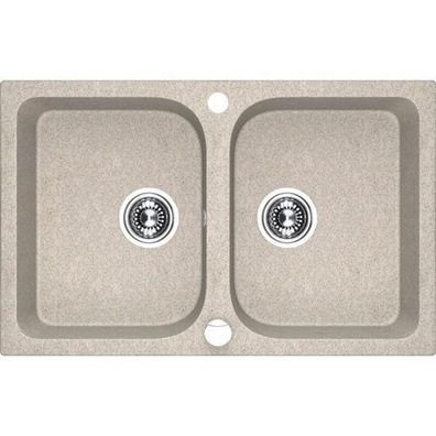 Granitspüle Doppelbecken CELIA 48x76 Beige | Siphon im SET!