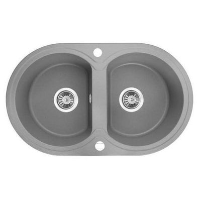 Granitspüle Doppelbecken DAFNE 47x78 Grau | Siphon im SET!