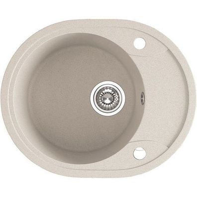 Granitspüle Einzelbecken DAFNE 47x58 Beige mit kurzer Abtropffläche | Siphon im SET!