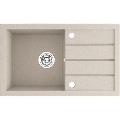 Granitspüle Einzelbecken T. III 48x79 Beige mit Abtropffläche | Siphon im SET!