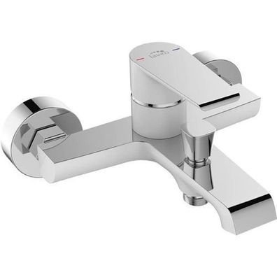 Badewannenarmatur Wasserhahn LARGO Wannenarmatur für Badezimmer in Weiß-Silber