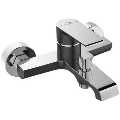 Badewannenarmatur Wasserhahn LARGO Wannenarmatur für Badezimmer in Schwarz-Silber