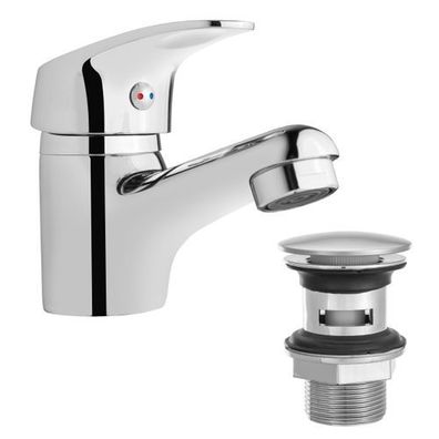 Waschtischarmatur Wasserhahn Kleine AVA Mischbatterie für Badezimmer in Silber