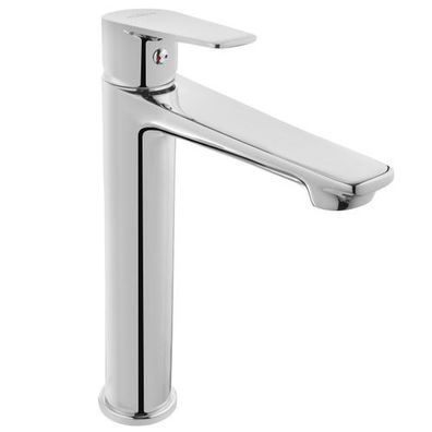 Waschtischarmatur Wasserhahn Hoch DOKOS Mischbatterie für Badezimmer in Silber