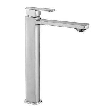 Waschtischarmatur Wasserhahn Hoch CALLA Mischbatterie in Silber + Click-Clack