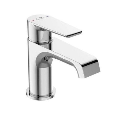 Waschtischarmatur Wasserhahn Kleine LARGO Mischbatterie in Silber + Click-Clack