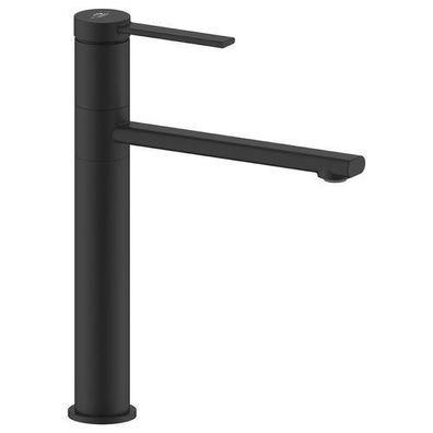 Waschtischarmatur Wasserhahn Hoch PINAR Mischbatterie in Schwarz + Click-Clack