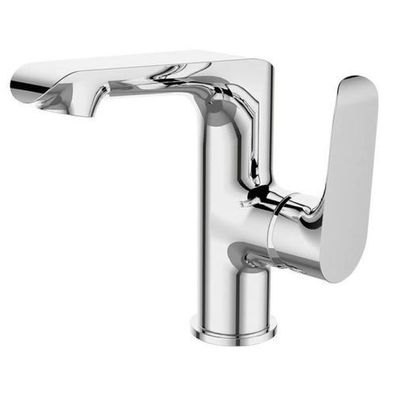 Waschtischarmatur Wasserhahn Hoch ALEA Mischbatterie in Silber + Click-Clack