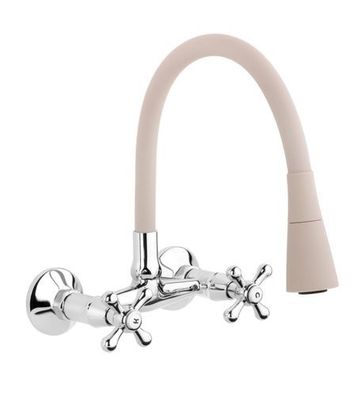 Küchenarmatur Wasserhahn ROMA Küchenmischer mit flexiblen Auslauf für Küche in Beige
