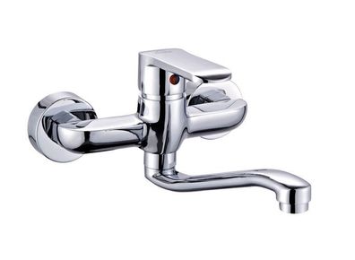 Küchenarmatur Wandmontage Wasserhahn SIROS Küchenmischer für Küche in Silber