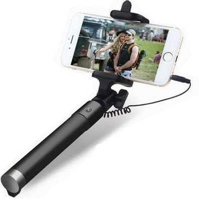 Selfie Stick 78cm Teleskop Stab Handy Halterungen Stativ Stange AUX Schwarz Retoo